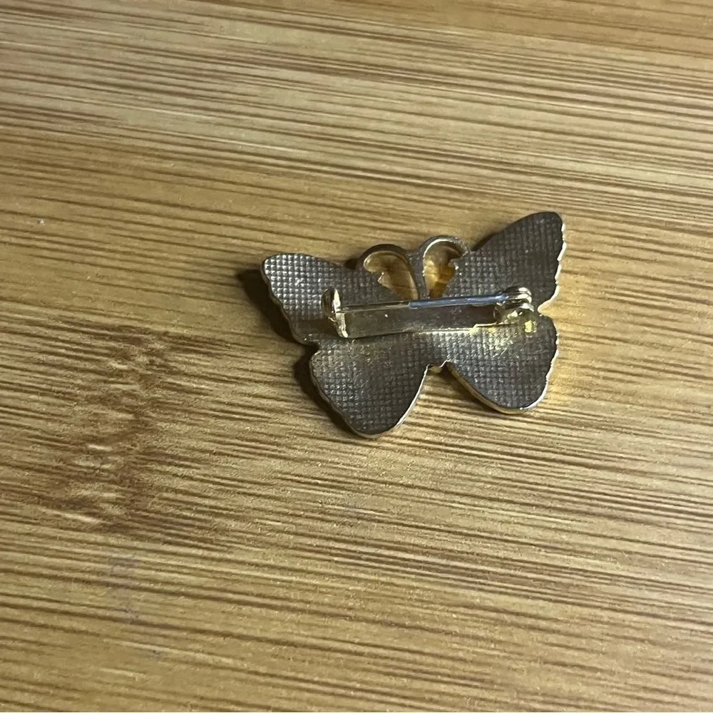 Vintage Elegant Silver Black Butterfly Brooch Pin Jewelry